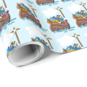 Papel De Regalo El bautismo arca de Noé, Boy Blue