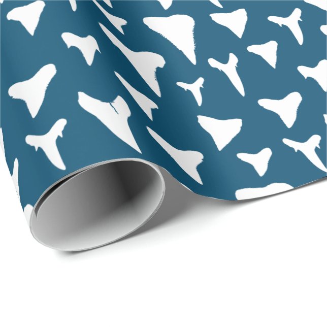 Papel De Regalo El biólogo marino tiburón ama los dientes blancos  (Esquina del rollo)