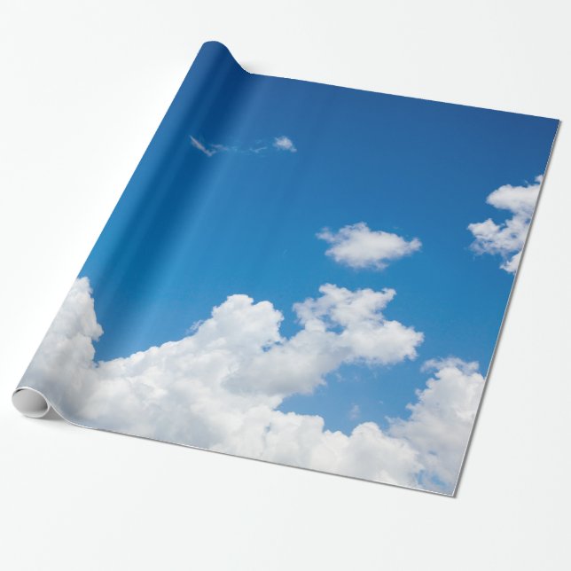 Papel De Regalo El blanco del cielo azul se nubla el fondo divino (Desenrollado)