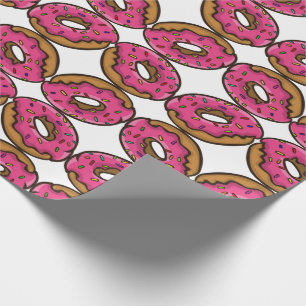 Papel De Regalo El buñuelo helado rosa con el arco iris asperja a