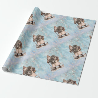 Papel De Regalo El caer de plata de la nieve de Santa del navidad