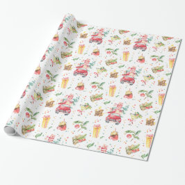 Papel De Regalo El camión colorido del día de fiesta del navidad