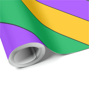 Papel De Regalo El carnaval raya amarillo verde púrpura del model