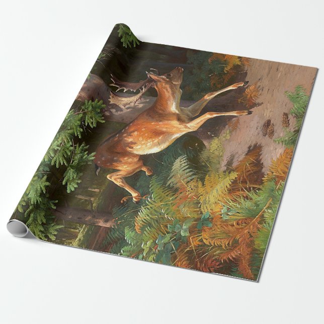 Papel De Regalo El Cerro Rojo En La Decoración Del Bosque (Desenrollado)