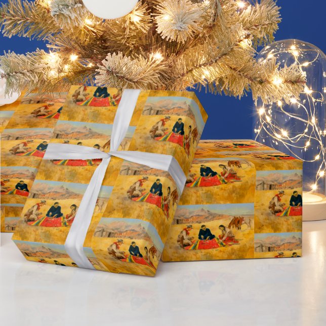 Papel De Regalo El chico del juego de póquer nativo americano de C (Vacaciones)