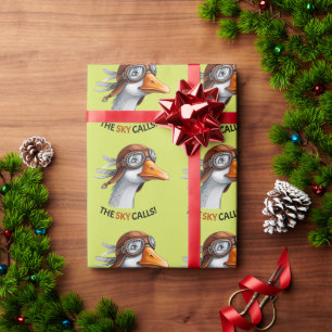Papel De Regalo ¡El cielo llama! Ganso piloto divertido