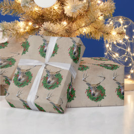 Papel De Regalo El ciervo negro en la corona de Navidades