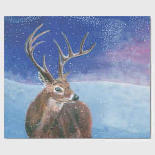 Papel De Regalo El ciervo rojo Cervus elaphus y paisaje invernal