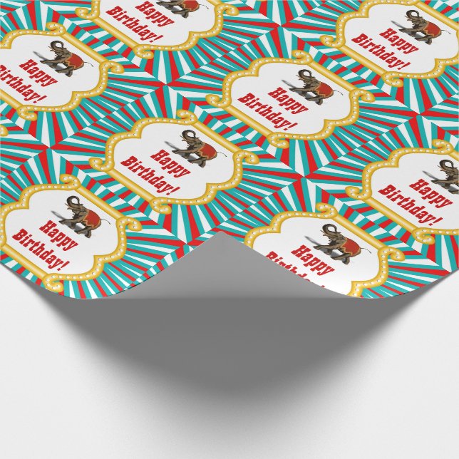 Papel De Regalo El circo del elefante embroma feliz cumpleaños de (Esquina)
