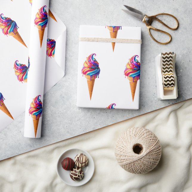 Papel De Regalo El clásico cono de helado vibrante de SlipperyJoe' (Artesanía)