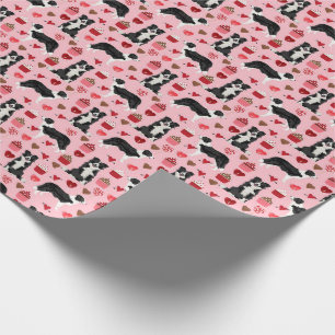 Papel De Regalo El Collie Fronterizo San Valentín me encanta el re