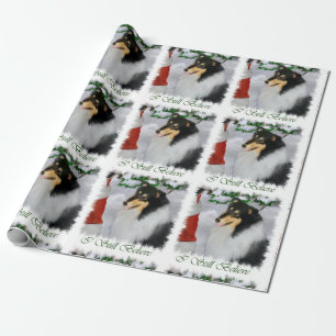 Papel De Regalo El collie resuelve el navidad de Santa
