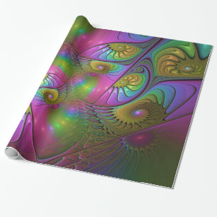 Papel De Regalo El colorido arte fractal abstracto luminoso y trip