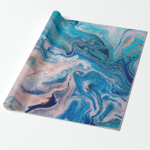 Papel De Regalo El conjunto de mármol abstracto mixto azul y blanc