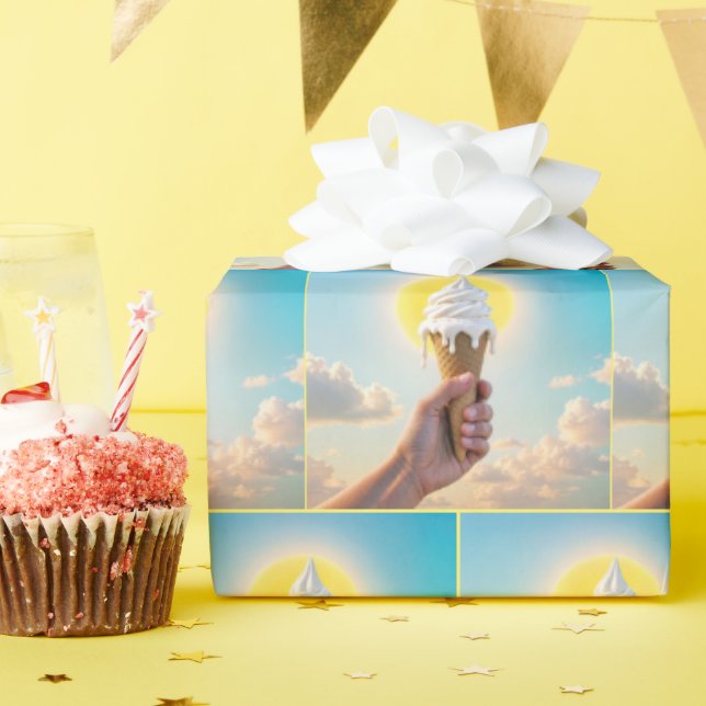 Papel De Regalo El cono del helado goteando en sol caliente (Fiesta de cumpleaños )