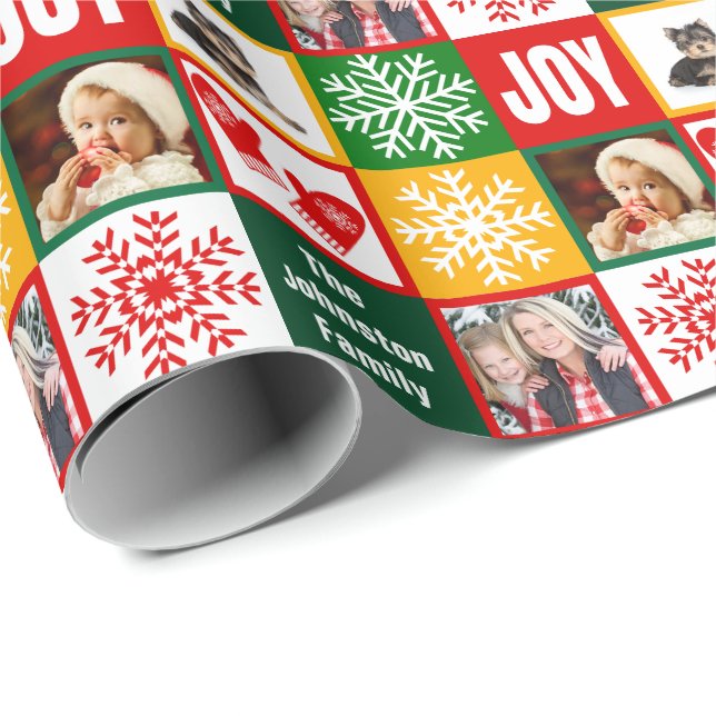 Papel De Regalo El copo de nieve de la alegría del navidad añade (Esquina del rollo)