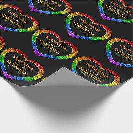 Papel De Regalo El corazón del arco iris de la bandera LGBT encien