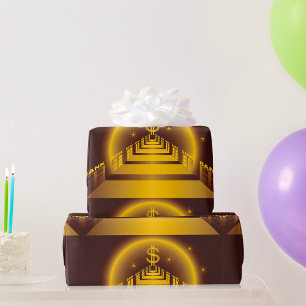 Papel De Regalo El corredor bancario dorado resplandece la financi