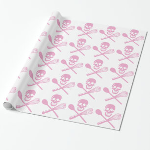 Papel De Regalo El cráneo y la cruz baten rosa