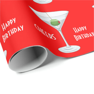 Papel De Regalo El cumpleaños anima los cócteles verdes olivas d