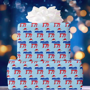 Papel De Regalo El demócrata Donkey Santa Cute Navidades políticos