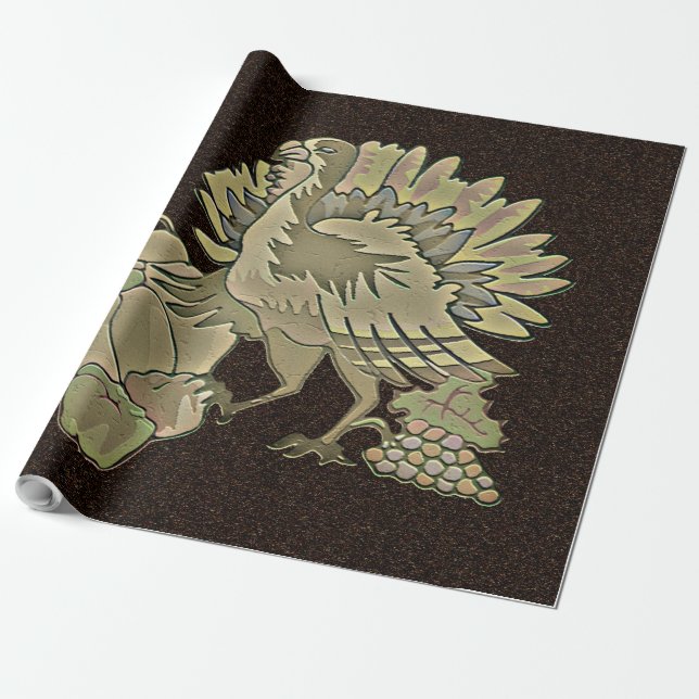 Papel De Regalo El Día de Acción de Gracias tallado Turquía - (Desenrollado)