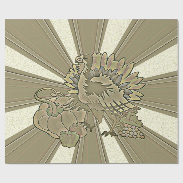 Papel De Regalo El Día de Acción de Gracias tallado Turquía - (Superficie plana)