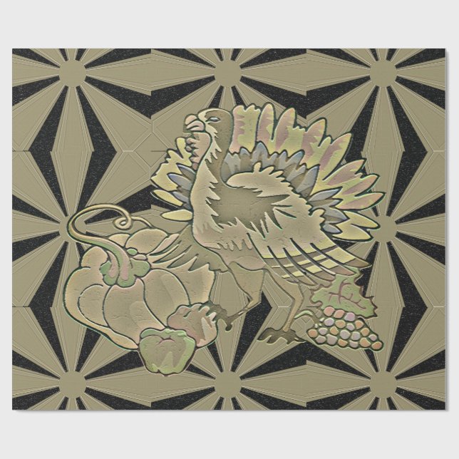 Papel De Regalo El Día de Acción de Gracias tallado Turquía - (Superficie plana)