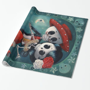 Papel De Regalo El día de los amantes esqueléticos muertos