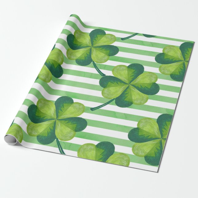 Papel De Regalo El Día de San Patricio cerró rayas de moda (Desenrollado)
