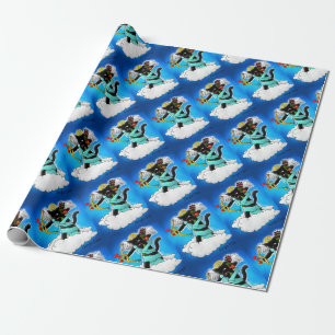 Papel De Regalo El día de San Valentín Carbón Negro Cupido Gato+BG