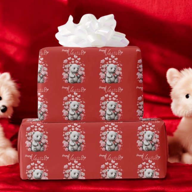 Papel De Regalo El día de San Valentín con Oso Teddy rico (Subido por el creador)