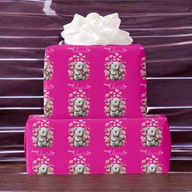 Papel De Regalo El día de San Valentín con Oso Teddy rico (Subido por el creador)