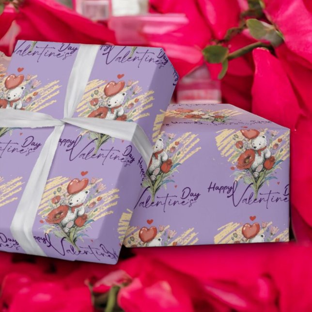 Papel De Regalo El día de San Valentín con Oso Teddy rico (Subido por el creador)