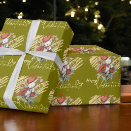 Papel De Regalo El día de San Valentín con Oso Teddy rico