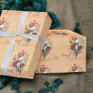 Papel De Regalo El día de San Valentín con Oso Teddy rico