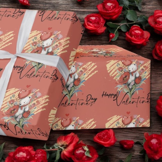 Papel De Regalo El día de San Valentín con Oso Teddy rico (Subido por el creador)