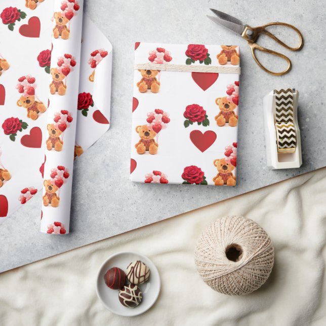 Papel De Regalo El día de San Valentín Corazones Rojos Artesanado  (Artesanía)