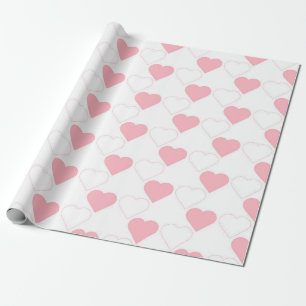 Papel De Regalo El día de San Valentín Cute Color Rosa Patrón Blan