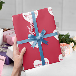 Papel De Regalo El día de San Valentín de corazones blancos rojos