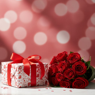 Papel De Regalo El día de San Valentín de corazones rojos amor