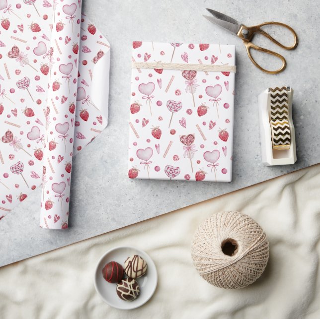 Papel De Regalo El día de San Valentín de dulces rosados (Artesanía)