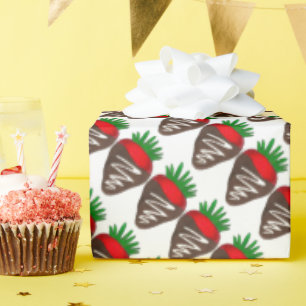Papel De Regalo El día de San Valentín de fresas de chocolate oscu