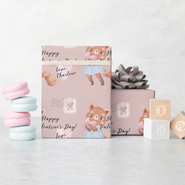 Papel De Regalo El día de San Valentín de la carta postal Cute Red (Baby Shower)