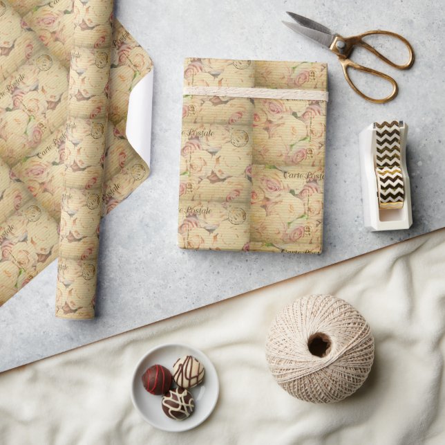 Papel De Regalo El día de San Valentín de postales de época (Artesanía)