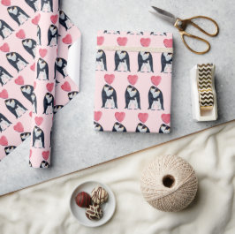 Papel De Regalo El día de San Valentín del Corazón Pingüino Empera