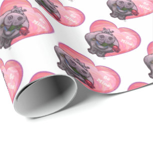 Papel De Regalo El día de San Valentín del Hippopotamus