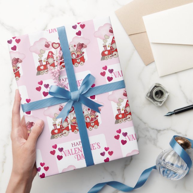 Papel De Regalo El día de San Valentín Gnomes en un tren (Regalar)