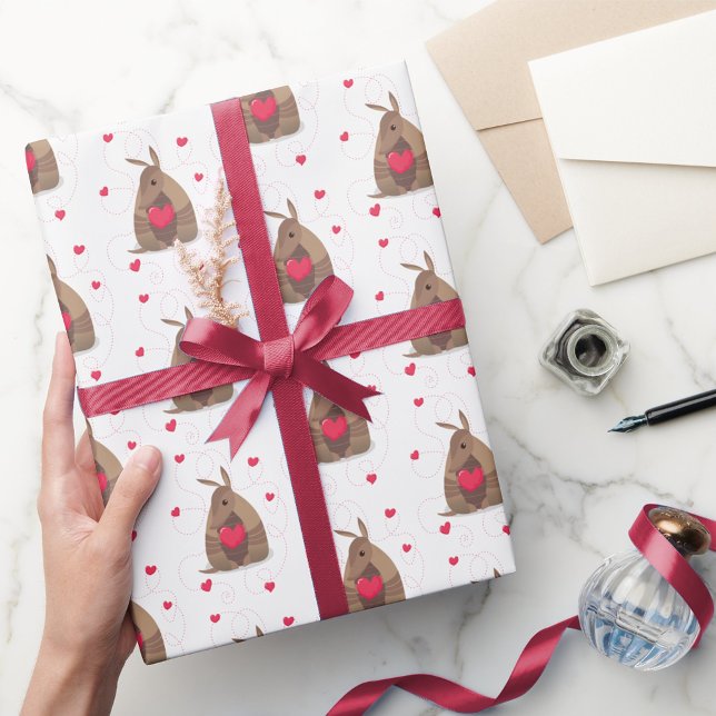 Papel De Regalo El día de San Valentín Heart Texas Armadillo (Subido por el creador)