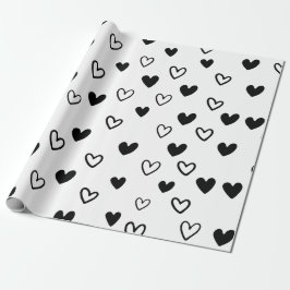 Papel De Regalo El día de San Valentín Minimalista blanco negro